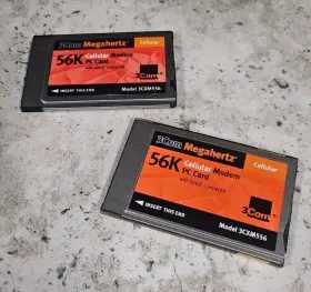 3cxm556 3com Lot Of 2 Megahertz 56k Global Cellular Modem Pc Cards
