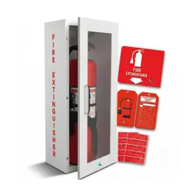 Avicenna Innovations 198715250251 Steel Fire Extinguisher Cabinet White Wall Mount Box With Quick-access Magn