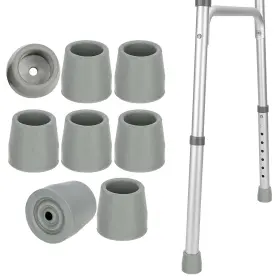 Mfe Mfe-walkertip-8pcs-28mm-hui Walker And Commode Tips Set Of 8 1-1/8 Inch Grey Rubber Replacement Feet C