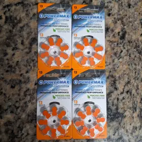 98656 Powermax Usa 4 Packs Size 13 Hearing Aid Batteries Orange 8 Count - Exp 2/2027 Lot