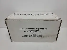 0650-000009 Zoll Qty 5 Rolls 80x 25 Plain White Paper Roll 17437