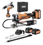 Th 21V Cordless Grease Gun 12000PSI 2X4AH Batteries 40 Hose + Case. Fixed Price $99.00.
