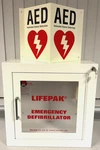 Lifepak Aed Defibrillator Cabinet With Alarm, Key, And 3D Wall Sign. Fixed Price $124.95.